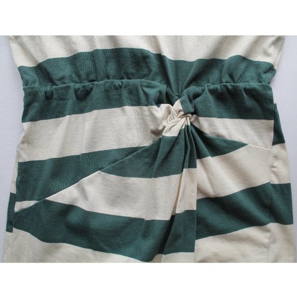 Veronica Beard Tyla Knotted Stripe T-Shirt Dress / Large / Teal Ecru - Picture 9 of 12